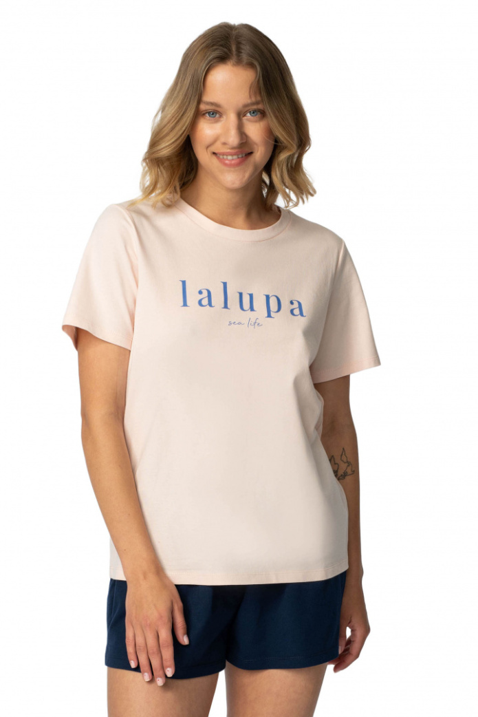 T-shirt damski koszulka z krótkim rękawem bawełniana brzoskwiniowy
